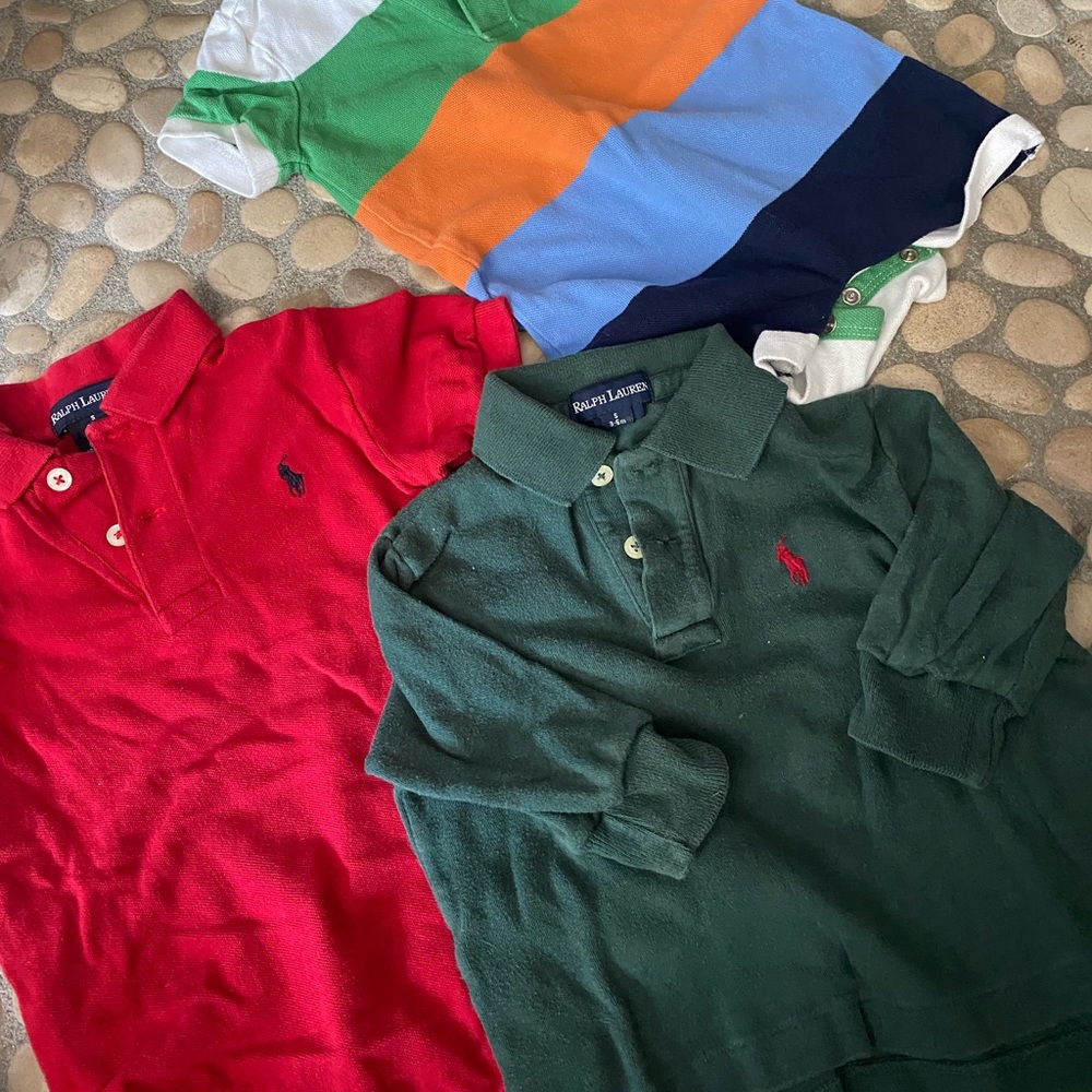 CLASSIC trio by RALPH LAUREN! 1 romper,1 short sleeve, 1 long sleeve💙💚👶🏻🤍❤️ - Picture 2 of 10